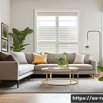 루게릭병 환자를 위한 주거 환경 개선 - A modern, spacious living room designed for accessibility, featuring wide doorways and smooth, non-s...